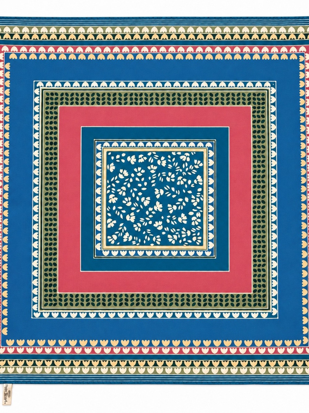 70s Vintage Totes Rain Scarf Blue Floral Polyester Square 26.5” Japan
